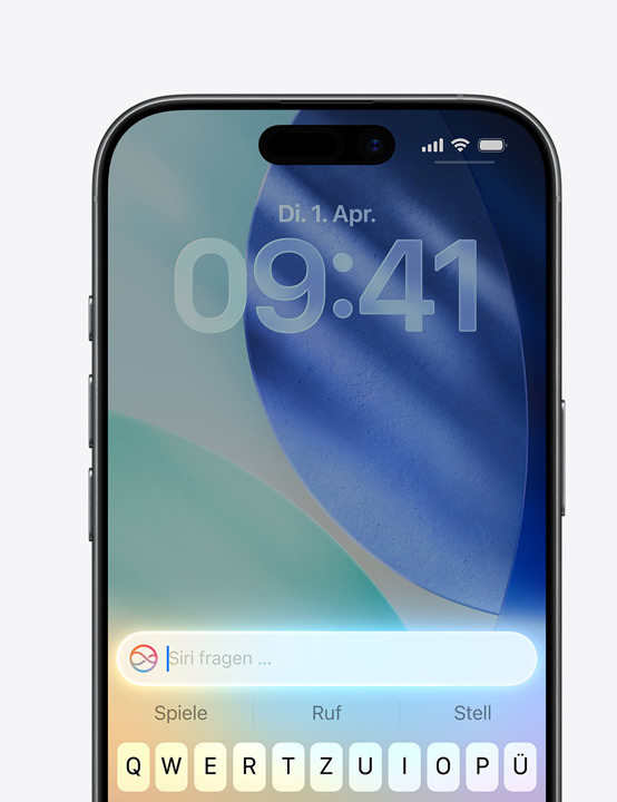 iPhone Display zeigt die Nutzung von ?Siri fragen“