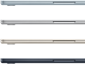 Nelja MacBook Air sülearvuti küljed, mis n?itavad nelja erinevat viimistlust