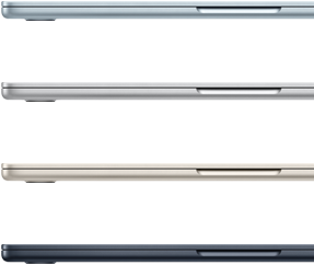 Πλ?γιε? εξωτερικ?? ?ψει? απ? τ?σσερα laptop MacBook Air, οι οπο?ε? παρουσι?ζουν τ?σσερα διαφορετικ? φινιρ?σματα