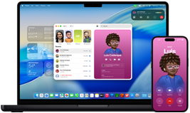 MacBook Pro και iPhone 16 Plus, ανοιχτ? app Τηλ?φωνο, η ?δια επαφ? εμφαν?ζεται και στι? δ?ο οθ?νε?