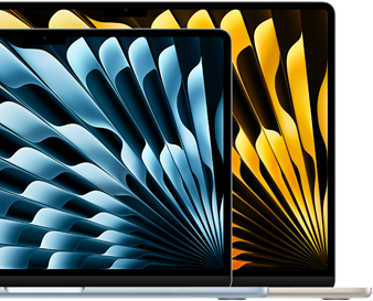 Dva prijenosnika MacBook Air prikazuju relativne veli?ine zaslona: 13,6 in?a i 15,3 in?a, mjereno po dijagonali