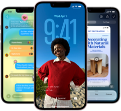 Trys ?iPhone 17e“ telefonai, kuriuose matoma programa ??inut?s“ ir ?Liquid Glass“ dizainas, dinaminis u?rakintas ekranas ir naudojama funkcija ?Visual Intelligence“