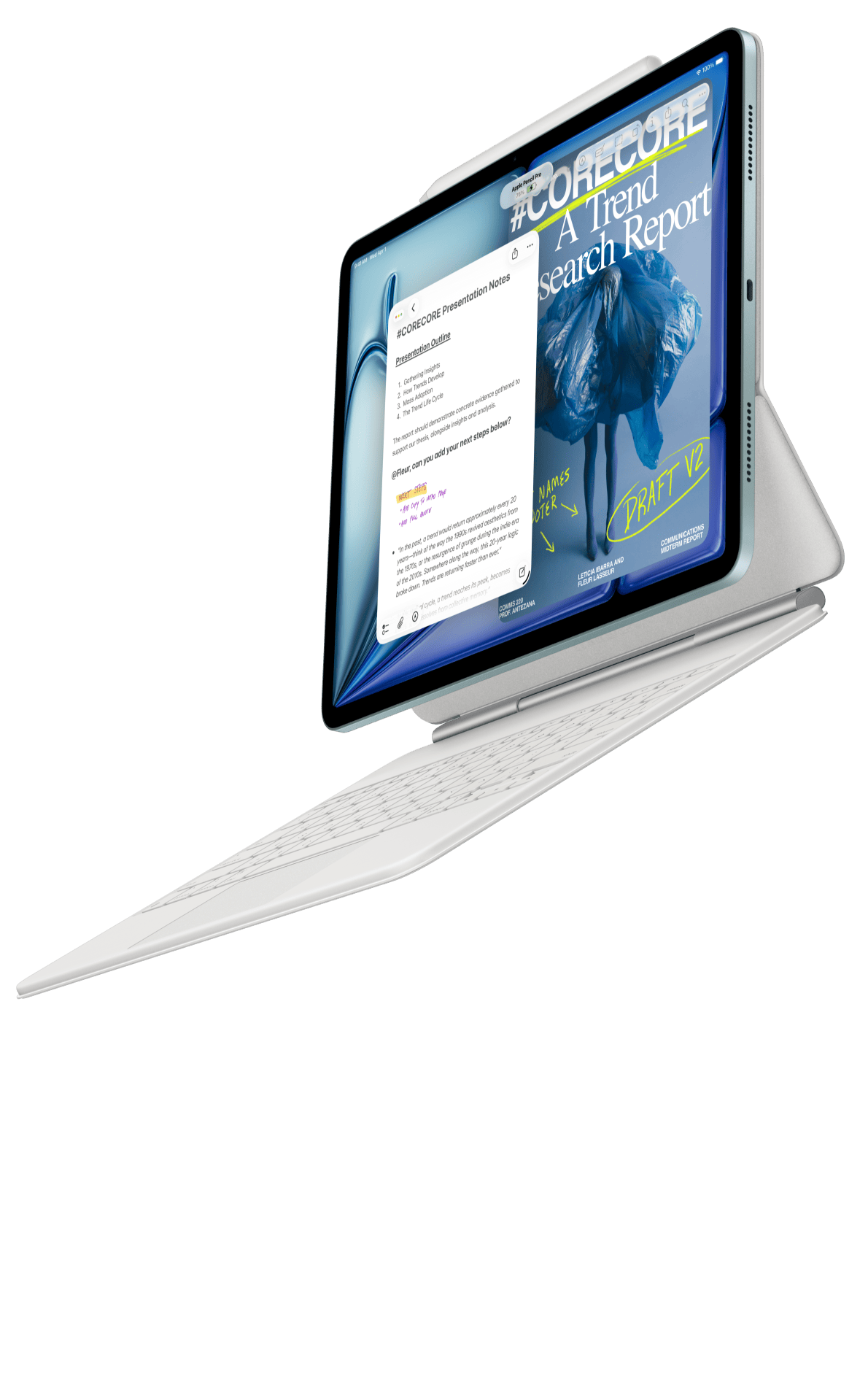 iPad Air przy??czony do klawiatury Magic Keyboard do iPada Air i do Apple Pencil Pro