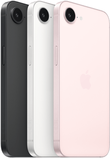 iPhone 17e, exterior lateral ?i exterior spate, culoare Negru, exterior lateral ?i exterior spate, culoare Alb, exterior lateral ?i exterior spate, culoare Roz pal, camer? Fusion ?n partea de sus, buton lateral