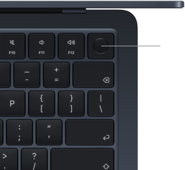 Клав?атура MacBook Air, угор? праворуч показано розташування кнопки Touch ID