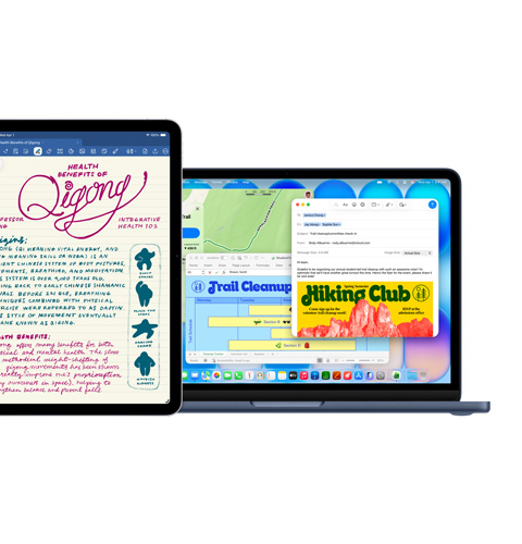 iPadの畫面にGoodnotes、Macの畫面に同時(shí)に使用中の複數(shù)のアプリが表示されている 