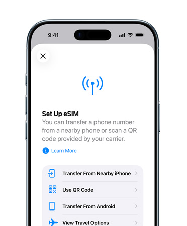 iPhone Air, front exterior, Set Up Mobile Data feature in use