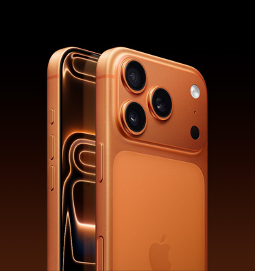 iPhone 17 Pro σε Κοσμικ? Πορτοκαλ? φιν?ρισμα που δε?χνει μερικ? οθ?νη και η πλα?ν? ?ψη δε?χνει το κουμπ? Εν?ργεια?, το κουμπ? ?νταση? ?χου και το πλευρικ? κουμπ?. Π?σω εξωτερικ? ?ψη που δε?χνει το σ?στημα κ?μερα? Pro στην επ?νω αριστερ? γων?α.