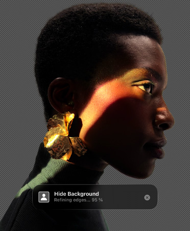 Person’s face in profile, Pixelmator Pro background removal tool